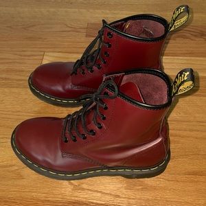 Dr Martens 1460 Smooth Leather Lace Up Boots Cherry Red